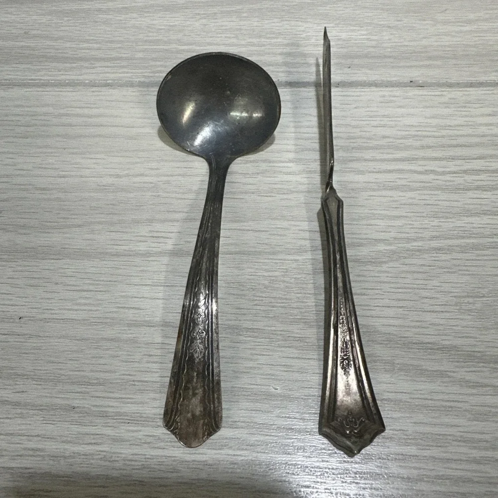 Silver Plate Ladle & Butter Knife Vintage